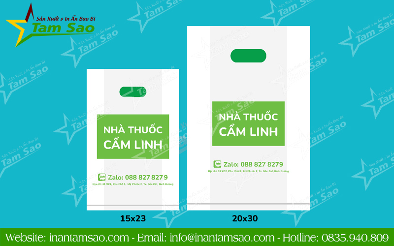 In Túi Hột Xoài HD Nhà Thuốc Kích thước túi hột xoài thông dùng nhà thuốc tây