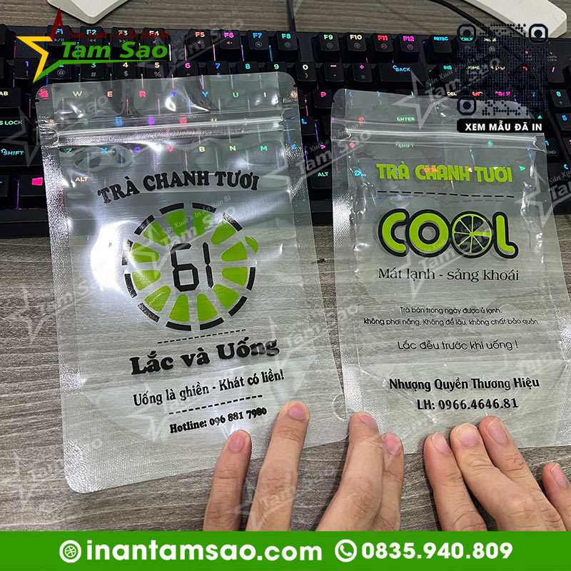 túi zip đựng trà chanh, túi trà chanh cool, túi trà chanh 61