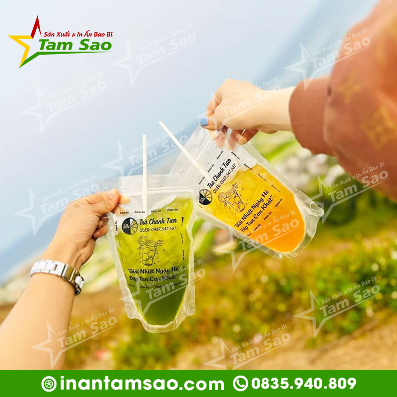 túi zip đựng trà chanh, túi zip trà chanh, túi zip 2 mặt trong, trà chanh túi zip, túi zip đáy đứng 2 mặt trong, in túi trà chanh,