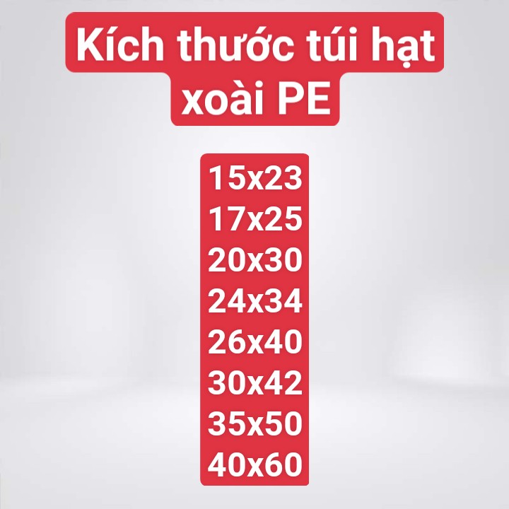 Kích thước túi hạt xoài thông dụng tại bao bì tam sao
