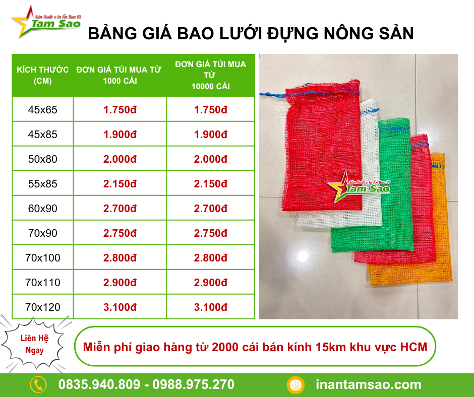 GIÁ BAO LƯỚI ĐỰNG NÔNG SẢN